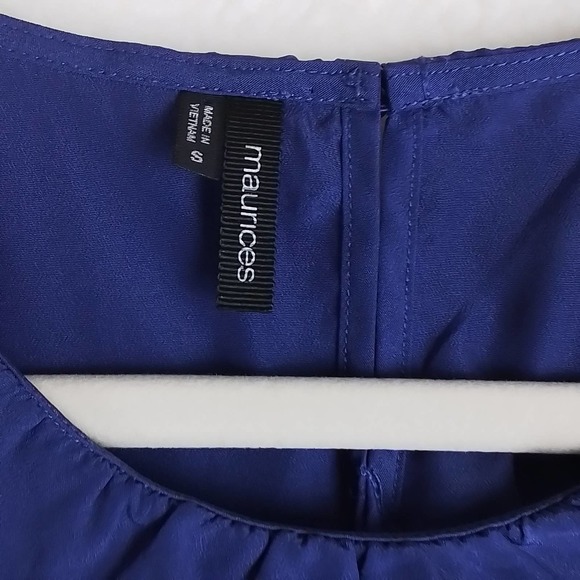 Maurices Sleeveless Blouse Size Small in Purple w/ Ruffle Details Smocked Waist - Picture 14 of 14